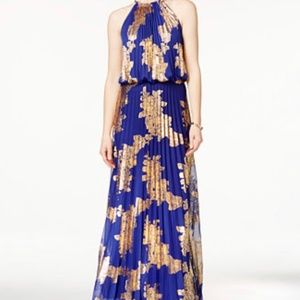 Gorgeous patterned & pleated halter gown